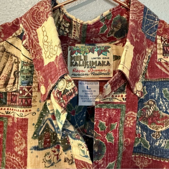 2009 Christmas Reyn Spooner Mele Kalikimaka Boys Pullover size L Red - Picture 3 of 7